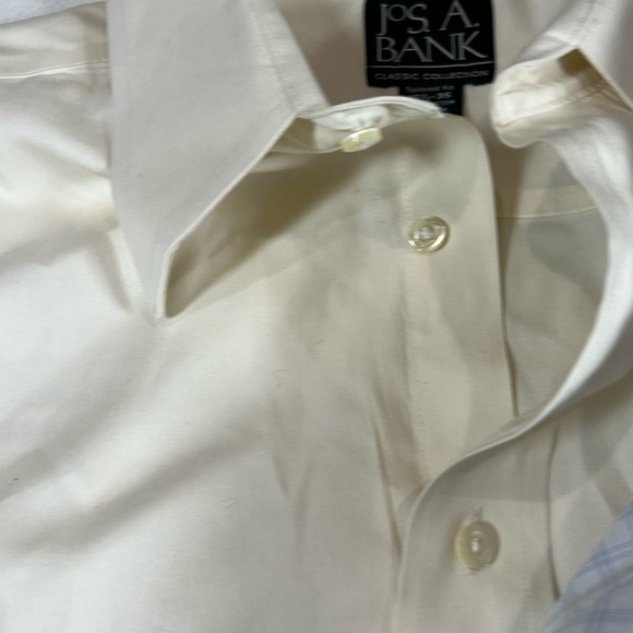 Jos. A. Bank Lot of 2 16.5-35 Tailored Fit No Wrinkle Dress Shirts Navy Yellow - Picture 4 of 8